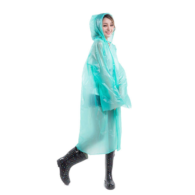 معطف المطر للنساء شفاف خفيف | Poncho Portable Environmental Light Raincoat Hot Sale