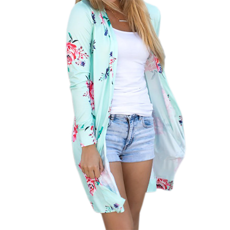 معطف فضفاض ملئ بالازهار بالازرار جاكيتات عالية الجودة | Summer Coat Woman Kimono Jacket Casual Floral Cardigans Jackets