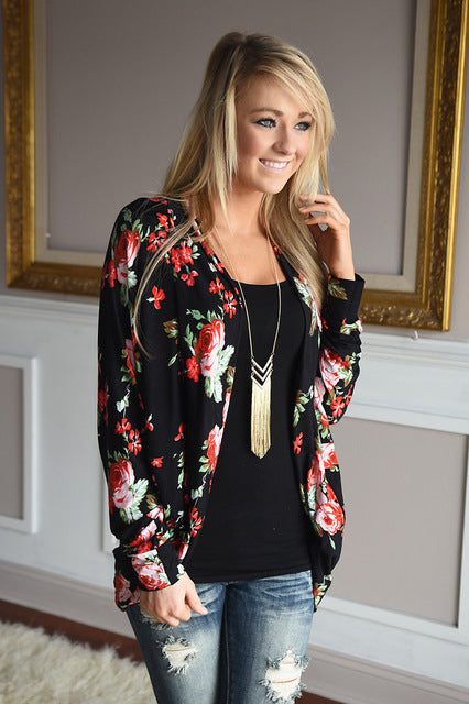 معطف فضفاض ملئ بالازهار بالازرار جاكيتات عالية الجودة | Summer Coat Woman Kimono Jacket Casual Floral Cardigans Jackets