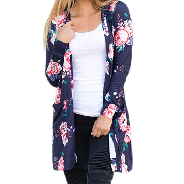 معطف فضفاض ملئ بالازهار بالازرار جاكيتات عالية الجودة | Summer Coat Woman Kimono Jacket Casual Floral Cardigans Jackets