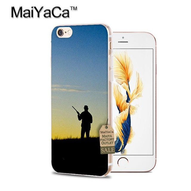 MaiYaCa Hunting and Fishing man Transparent TPU Soft Phone Case Accessories Cover For iPhone 5s 6s 7 8 plus X case