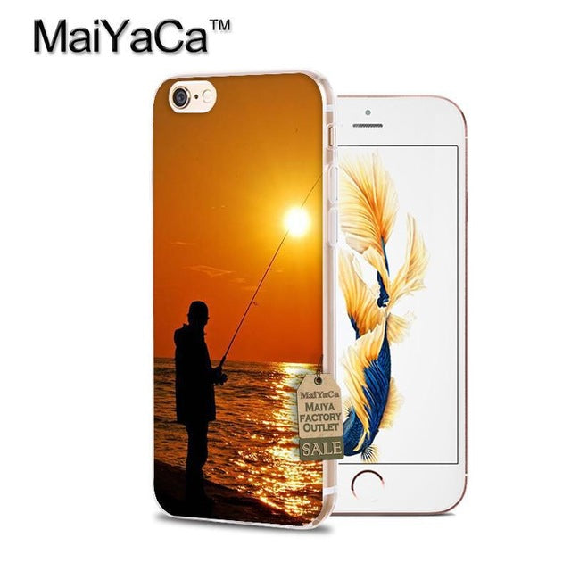 MaiYaCa Hunting and Fishing man Transparent TPU Soft Phone Case Accessories Cover For iPhone 5s 6s 7 8 plus X case