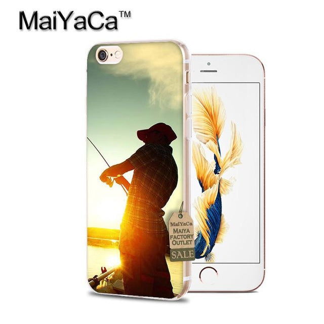 MaiYaCa Hunting and Fishing man Transparent TPU Soft Phone Case Accessories Cover For iPhone 5s 6s 7 8 plus X case