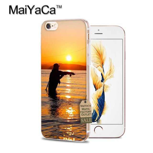 MaiYaCa Hunting and Fishing man Transparent TPU Soft Phone Case Accessories Cover For iPhone 5s 6s 7 8 plus X case