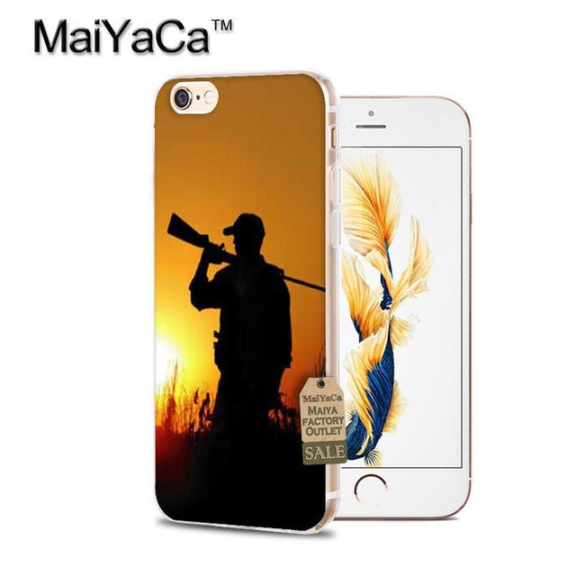 MaiYaCa Hunting and Fishing man Transparent TPU Soft Phone Case Accessories Cover For iPhone 5s 6s 7 8 plus X case