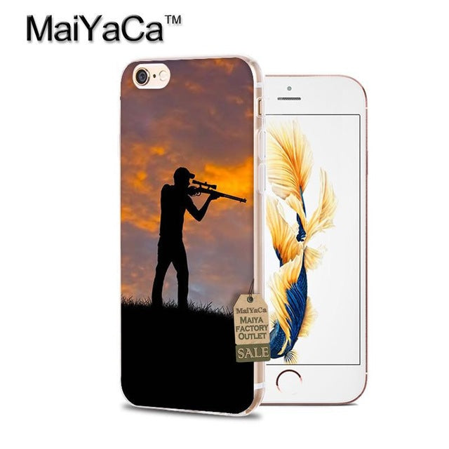 MaiYaCa Hunting and Fishing man Transparent TPU Soft Phone Case Accessories Cover For iPhone 5s 6s 7 8 plus X case