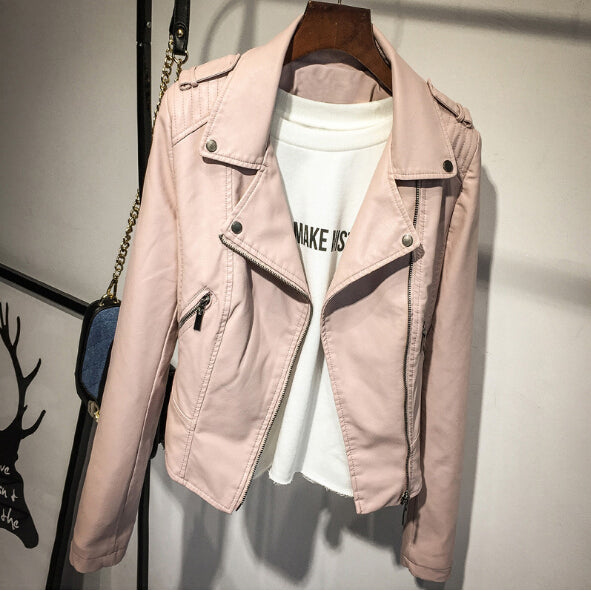 معاطف للنساء في فصل الشتاء والخريف جديد 2018 | Brand Motorcycle PU Leather Jacket Women Winter And Autumn