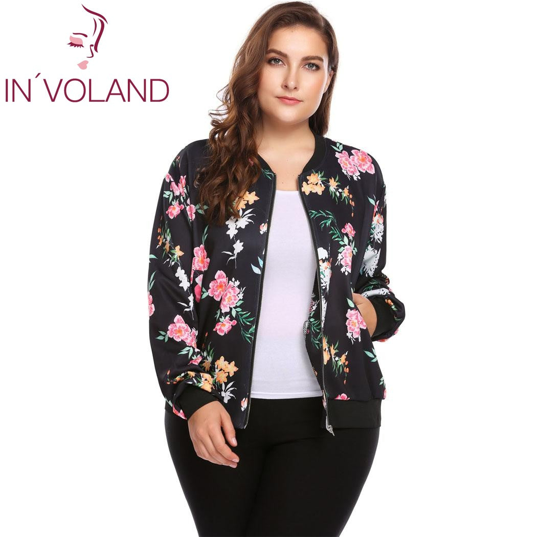 معطف سليم للنساء فائق الاداء جودة عالية | IN'VOLAND Plus Size Women Short Jacket Coat L-4XL Autumn Slim