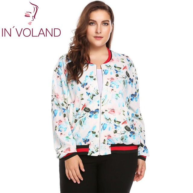 معطف سليم للنساء فائق الاداء جودة عالية | IN'VOLAND Plus Size Women Short Jacket Coat L-4XL Autumn Slim