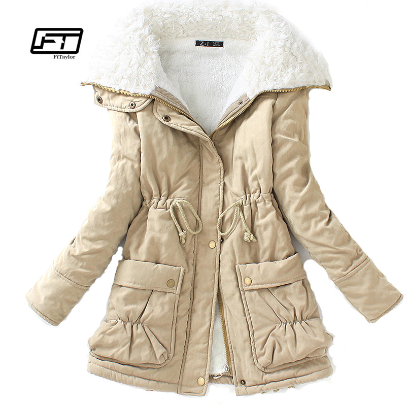 Women long coat cotton stuffed for winter