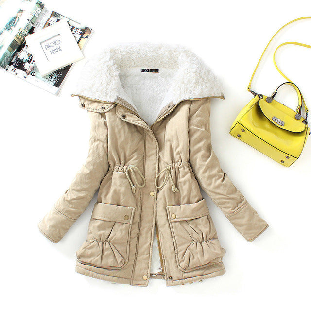 Women long coat cotton stuffed for winter