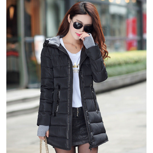 معطف الشتاء للنساء معطف دافئ مبطن سترة طويلة | jacket female long parka womens wadded jaqueta feminina