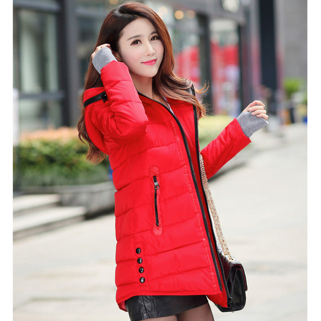 معطف الشتاء للنساء معطف دافئ مبطن سترة طويلة | jacket female long parka womens wadded jaqueta feminina