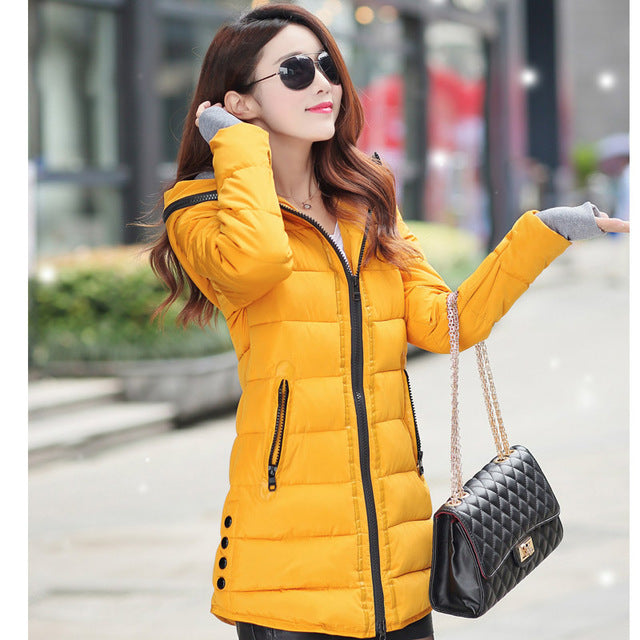 معطف الشتاء للنساء معطف دافئ مبطن سترة طويلة | jacket female long parka womens wadded jaqueta feminina