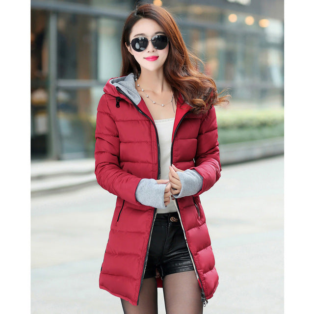 معطف الشتاء للنساء معطف دافئ مبطن سترة طويلة | jacket female long parka womens wadded jaqueta feminina