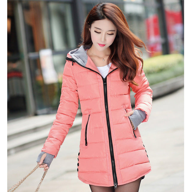 معطف الشتاء للنساء معطف دافئ مبطن سترة طويلة | jacket female long parka womens wadded jaqueta feminina