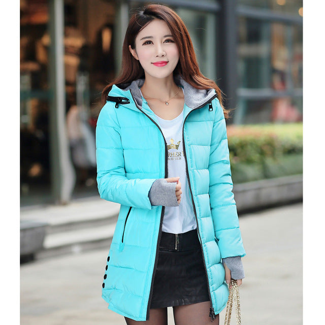 معطف الشتاء للنساء معطف دافئ مبطن سترة طويلة | jacket female long parka womens wadded jaqueta feminina