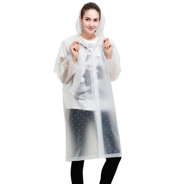 معطف واق المطر ملئ بالازهار شفافي  | New Fashion Women Floral Transparent Eva Plastic Girls Raincoat