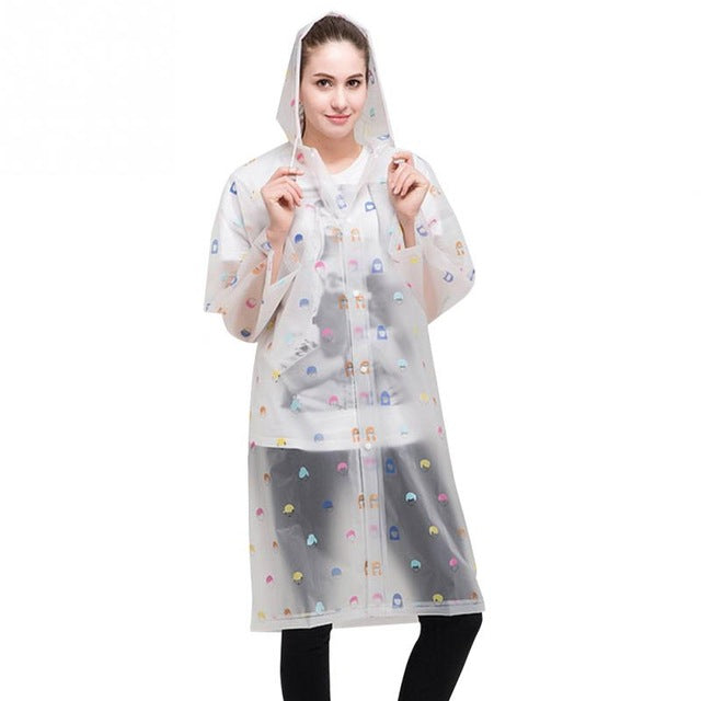 معطف واق المطر ملئ بالازهار شفافي  | New Fashion Women Floral Transparent Eva Plastic Girls Raincoat