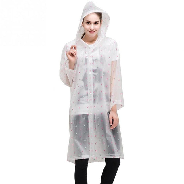 معطف واق المطر ملئ بالازهار شفافي  | New Fashion Women Floral Transparent Eva Plastic Girls Raincoat