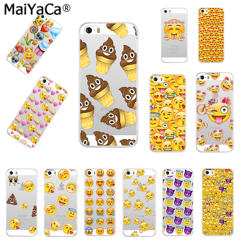 MaiYaCa Funny Emoji Smiley Emoticons Transparent TPU Soft Phone Case Accessories Cover For iPhone x 8 8pus 5c 5s 6s 7 plus case