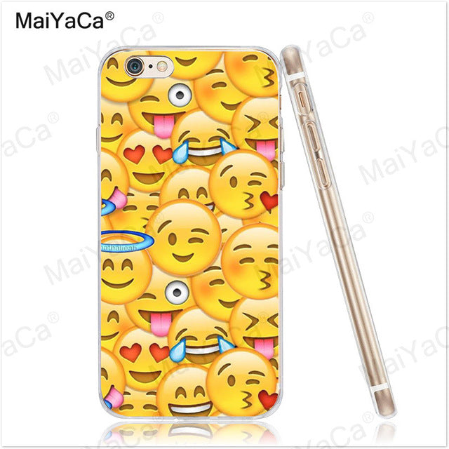 MaiYaCa Funny Emoji Smiley Emoticons Transparent TPU Soft Phone Case Accessories Cover For iPhone x 8 8pus 5c 5s 6s 7 plus case