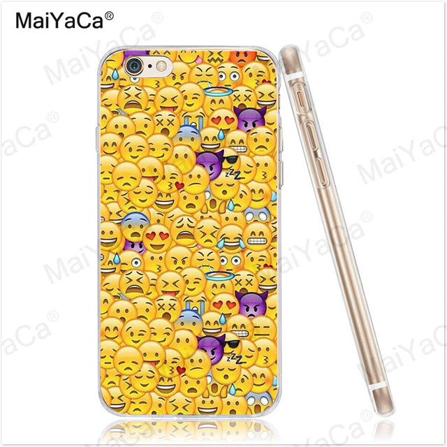 MaiYaCa Funny Emoji Smiley Emoticons Transparent TPU Soft Phone Case Accessories Cover For iPhone x 8 8pus 5c 5s 6s 7 plus case