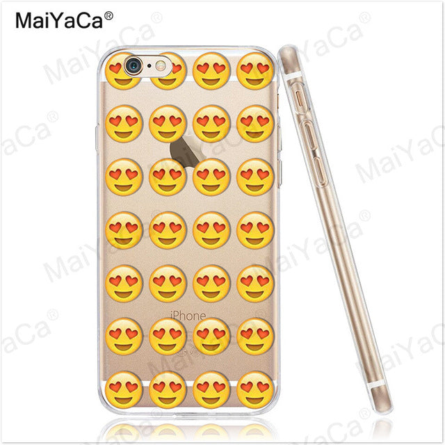 MaiYaCa Funny Emoji Smiley Emoticons Transparent TPU Soft Phone Case Accessories Cover For iPhone x 8 8pus 5c 5s 6s 7 plus case