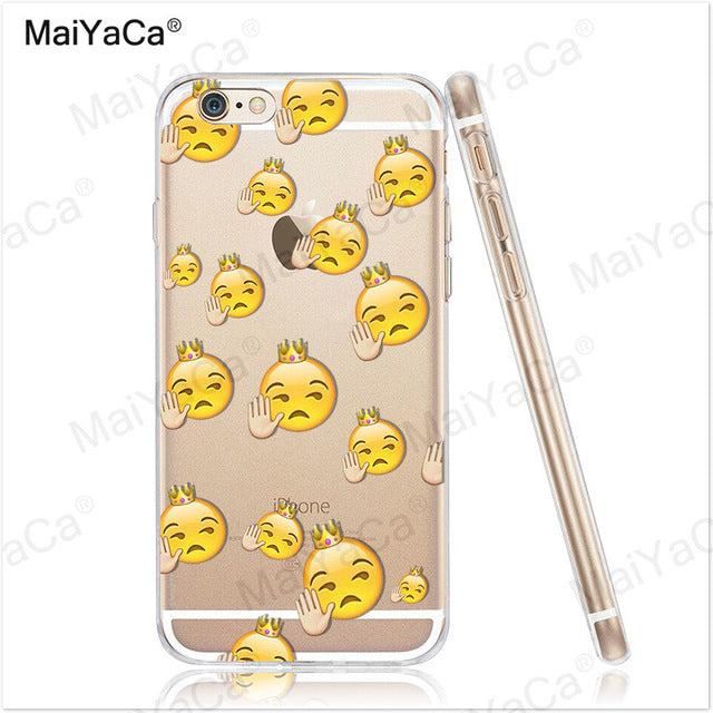 MaiYaCa Funny Emoji Smiley Emoticons Transparent TPU Soft Phone Case Accessories Cover For iPhone x 8 8pus 5c 5s 6s 7 plus case