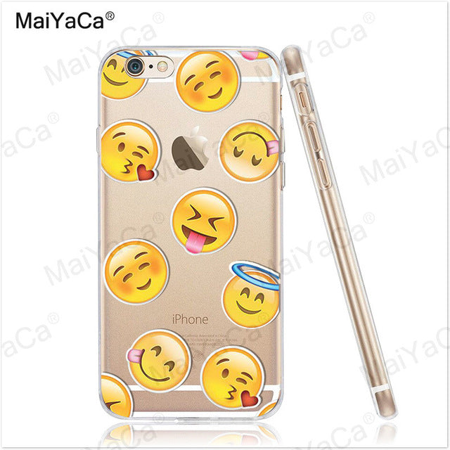 MaiYaCa Funny Emoji Smiley Emoticons Transparent TPU Soft Phone Case Accessories Cover For iPhone x 8 8pus 5c 5s 6s 7 plus case