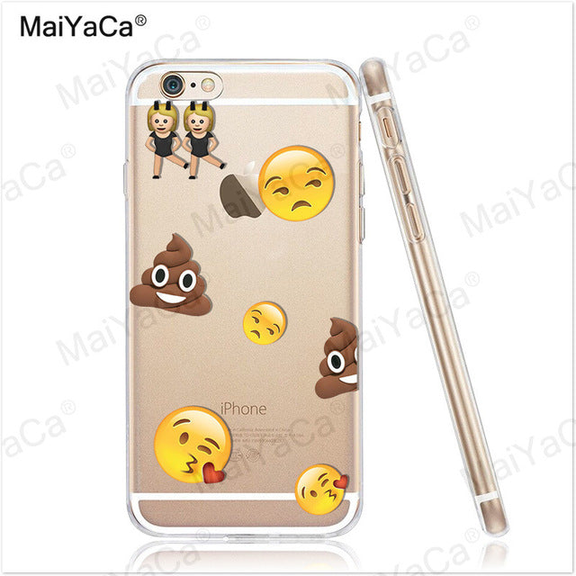 MaiYaCa Funny Emoji Smiley Emoticons Transparent TPU Soft Phone Case Accessories Cover For iPhone x 8 8pus 5c 5s 6s 7 plus case