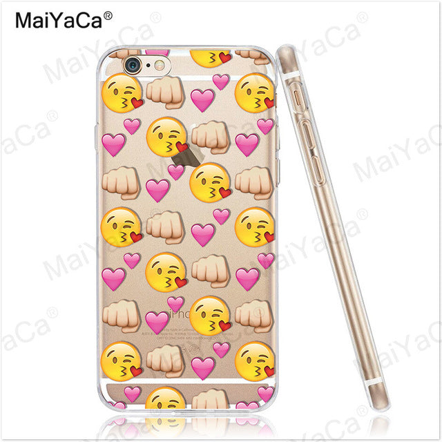 MaiYaCa Funny Emoji Smiley Emoticons Transparent TPU Soft Phone Case Accessories Cover For iPhone x 8 8pus 5c 5s 6s 7 plus case