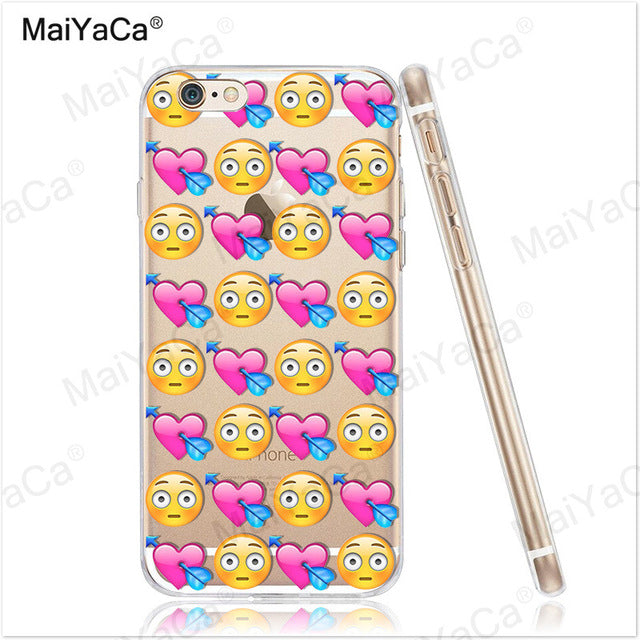 MaiYaCa Funny Emoji Smiley Emoticons Transparent TPU Soft Phone Case Accessories Cover For iPhone x 8 8pus 5c 5s 6s 7 plus case