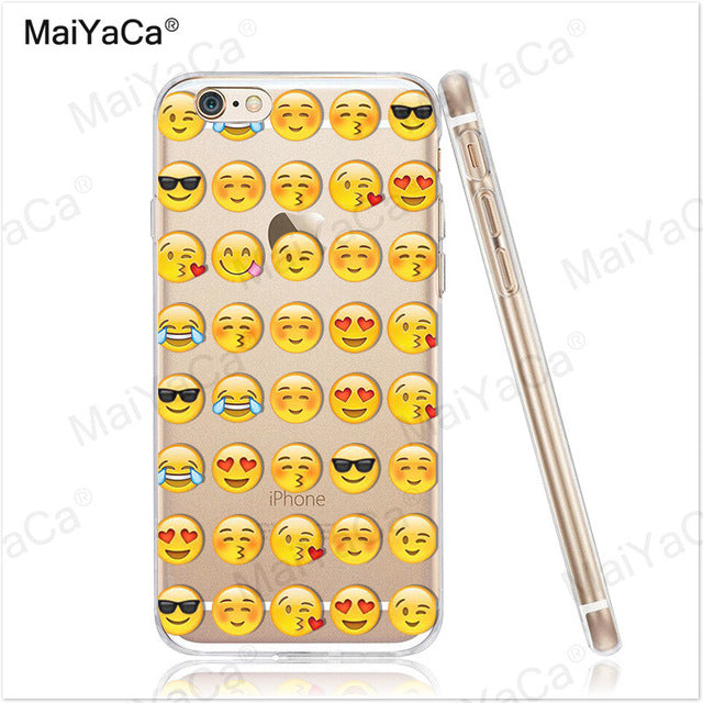 MaiYaCa Funny Emoji Smiley Emoticons Transparent TPU Soft Phone Case Accessories Cover For iPhone x 8 8pus 5c 5s 6s 7 plus case