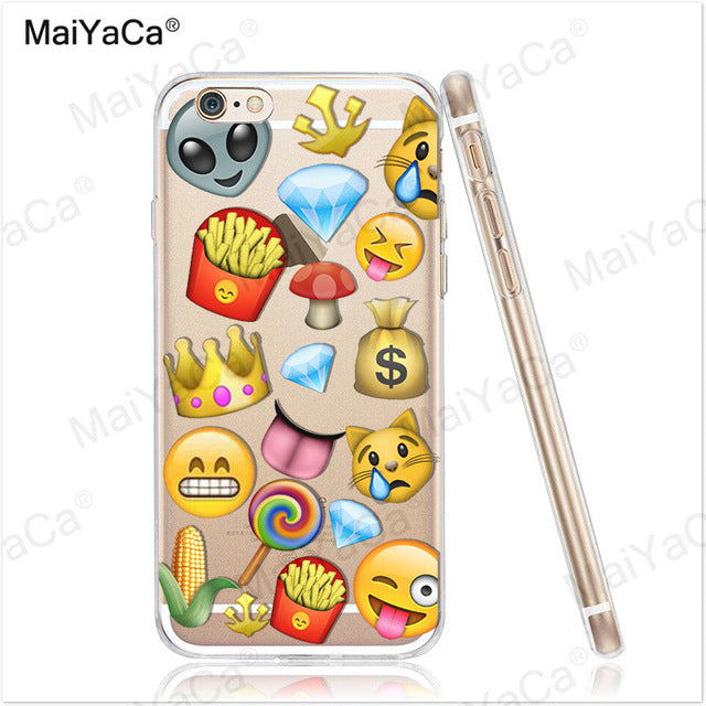 MaiYaCa Funny Emoji Smiley Emoticons Transparent TPU Soft Phone Case Accessories Cover For iPhone x 8 8pus 5c 5s 6s 7 plus case