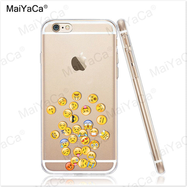 MaiYaCa Funny Emoji Smiley Emoticons Transparent TPU Soft Phone Case Accessories Cover For iPhone x 8 8pus 5c 5s 6s 7 plus case