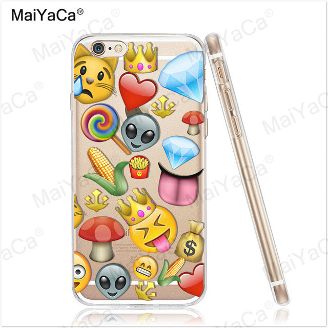 MaiYaCa Funny Emoji Smiley Emoticons Transparent TPU Soft Phone Case Accessories Cover For iPhone x 8 8pus 5c 5s 6s 7 plus case