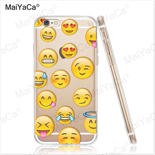 MaiYaCa Funny Emoji Smiley Emoticons Transparent TPU Soft Phone Case Accessories Cover For iPhone x 8 8pus 5c 5s 6s 7 plus case