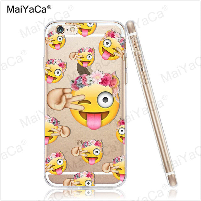 MaiYaCa Funny Emoji Smiley Emoticons Transparent TPU Soft Phone Case Accessories Cover For iPhone x 8 8pus 5c 5s 6s 7 plus case