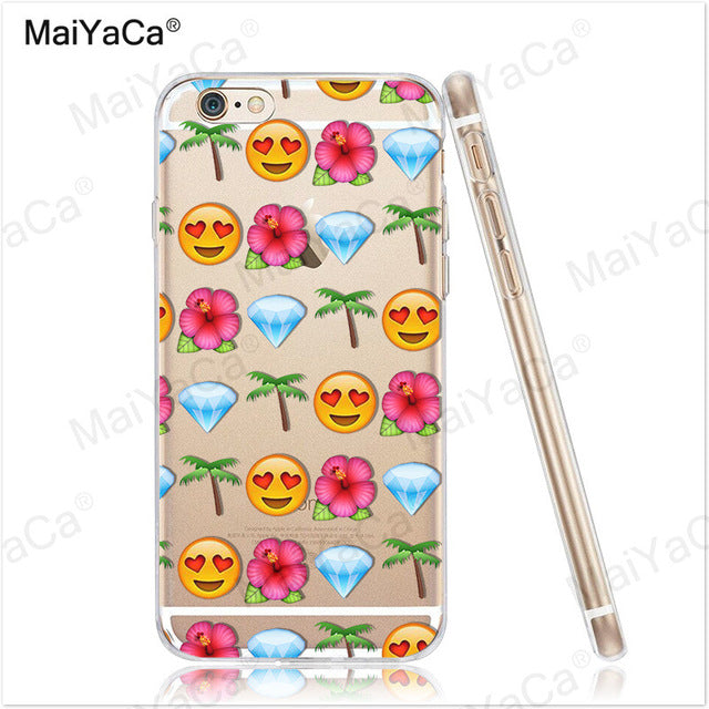 MaiYaCa Funny Emoji Smiley Emoticons Transparent TPU Soft Phone Case Accessories Cover For iPhone x 8 8pus 5c 5s 6s 7 plus case