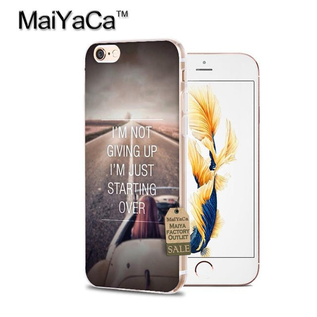 MaiYaCa Motivational Words Soft Transparent TPU Phone Case Accessories Cover For iPhone 8 x 5c5s 6s 7 plus case phone back cover