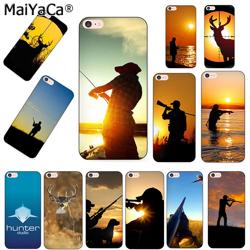 MaiYaCa Hunting and Fishing man Transparent TPU Soft Phone Case Accessories Cover For iPhone 5s 6s 7 8 plus X case