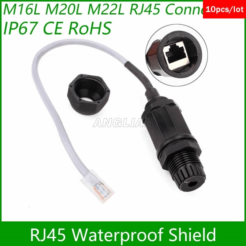 Factory sell RJ45 waterproof connector M20 Ethernet Interface M22 LAN Network Adapter CAT5E CAT6 shielded panel mount 10 units