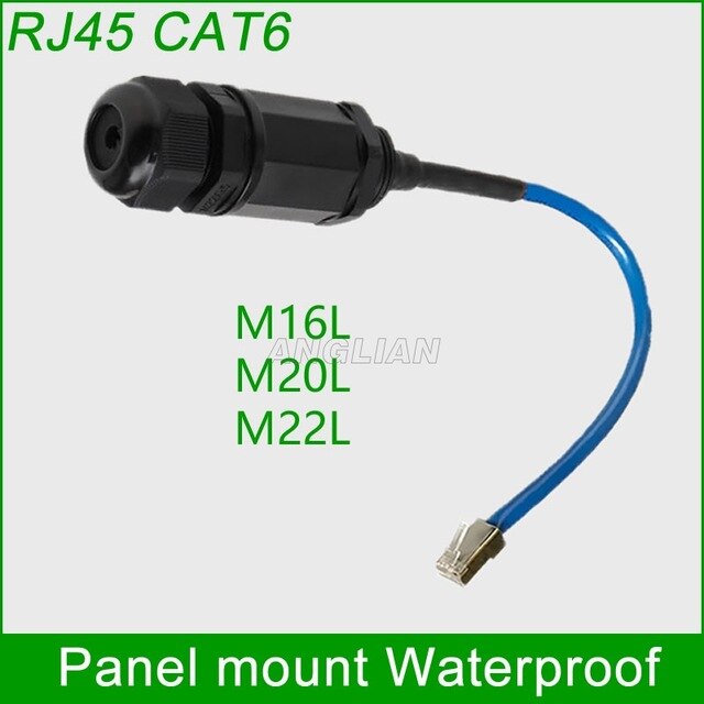 Factory sell RJ45 waterproof connector M20 Ethernet Interface M22 LAN Network Adapter CAT5E CAT6 shielded panel mount 10 units