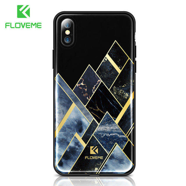 FLOVEME 2018 Luxury Phone Case For iPhone X Soft Edge Agate Pattern Cases for Apple iPhone 7 7 8 Plus Cover Silicone Accessories