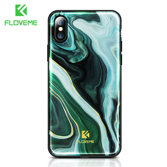 FLOVEME 2018 Luxury Phone Case For iPhone X Soft Edge Agate Pattern Cases for Apple iPhone 7 7 8 Plus Cover Silicone Accessories