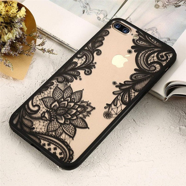 KISSCASE Case For iPhone 6 6s 7 8 Plus 5 5S 3D Lace Flower Back Cover For iPhone 6 6s 7 8 Plus 5 5S SE Phone Cases Accessories