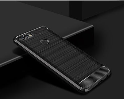 Huawei P Smart Case Cover P Smart TPU Silicone Bumper Anti-Shock Soft Carbon Fiber Phone Cases Cover For Huawei P Smart/Enjoy 7S