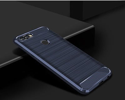 Huawei P Smart Case Cover P Smart TPU Silicone Bumper Anti-Shock Soft Carbon Fiber Phone Cases Cover For Huawei P Smart/Enjoy 7S