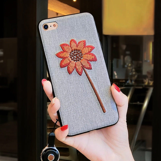 KaiNuEn luxury 3d flower pc back etui coque cover case for iphone 7 7s silicone silicon phone case accessories for apple iphone7